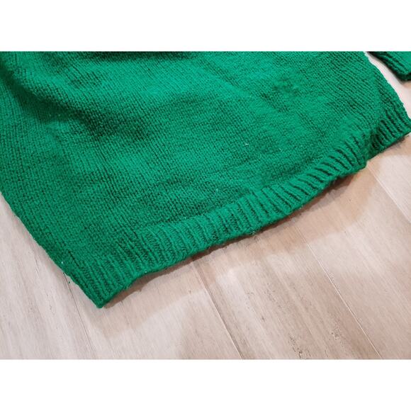 Vintage Handmade Knit Green & White Sweater Medium - Picture 3 of 6